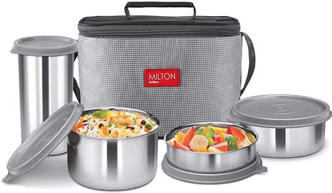 milton steel lunch box with bag|milton lunch box 4 containers.